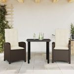 3 részes barna polyrattan kerti étkezőgarnitúra párnával fotó