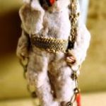 cca. 1928 JÓSÁGOS KRAMPUSZ NAGYON RÉGI KARÁCSONY DEKORÁCIÓ KARÁCSONYFADÍSZ VATTA FIGURA fotó