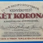 1916 -os KENYÉRMEZŐ 2 korona "Hadifogoly-tábor pénz arab Sor és Sorozatsz. kék színű! EF(L2168) fotó