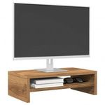 Kézműves tölgy színű szerelt fa monitorállvány 42x24x13 cm fotó