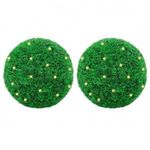 2 db zöld mesterséges boxwood gömbök LED fényekkel 35 cm fotó