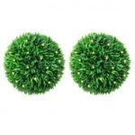 2 db zöld mesterséges boxwood gömbök LED fényekkel 38 cm fotó