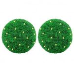 2 db zöld mesterséges boxwood gömbök LED fényekkel 27 cm fotó