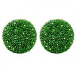 2 db zöld mesterséges boxwood gömbök LED fényekkel 55 cm fotó