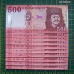 Magyarország 500 Forint SOR 2018 UNC / EA, EB, EC, ED, EE, EF, EG, EH, EJ, EK / 10 féle / 10db fotó