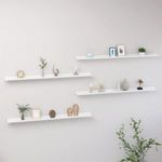 4 db magasfényű fehér fali polc 115 x 9 x 3 cm fotó