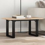 tömör fenyőfa és öntöttvas dohányzóasztal O-vázzal 80x50x40 cm fotó