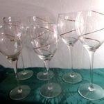Pohár garniúra: 6 db talpas pohár, arany spirál dísszel Egy pohár: szára 14 cm, kelyhe 10x8 cm165 g. fotó