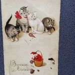 D207621 Cicák, egér, paprikajancsi - Macska Kiscica Fox Paris 1920k -képeslap fotó