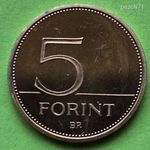 1992. 5 forintos PP, Proof, forgalmi sorból bontva, kapszulában. Csak 1000 db készült! fotó