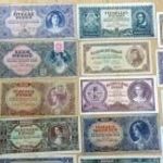 19 darabos papír pengő sor 10 pengőtől egymilliárd milpengőig ritka 50 és 100 pengőssel fotó