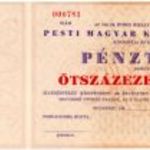 Pesti Magyar Kereskedelmi Bank 500.000 Adópengő pénztárjegy fotó