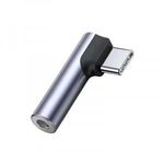 AUX átalakitó adapter, USB-C -> 3.5mm Jack, alumínium, kompatibilis iPhone 15/16, szürke fotó
