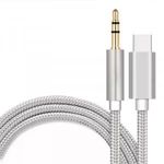 AUX átalakító kábel USB-C-ről 3, 5mm jack-re, 1 méter, kompatibilis iPhone 15/16, ezüst-fehér fotó