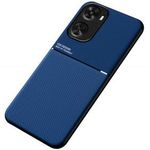 Szilikon telefonvédő (ütésállóság, mágneses, bőr hatású hátlap, csíkos) SÖTÉTKÉK [Huawei Nova 12 ... fotó