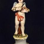 ANGYAL RŐZSÉKKEL ... CAPODIMONTE JELZETT FESTETT PORCELÁN SZOBOR X fotó