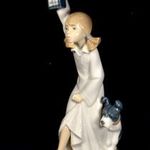 LÁNY LÁMPÁSSAL ÉS KUTYÁVAL ... LLADRO NAO PORCELÁN SZOBOR X fotó