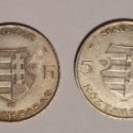 .2 db. 1947-es Ezüst 5 Forint (Öt Forint), Kossuth 5 Forint. fotó