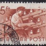 1955 Munka 5 Forint Vízjeles Pecsételt Bélyeg fotó