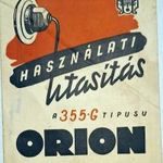 ORION 355G Használati utasítás rádióhoz, 1960k fotó