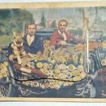 Sulkowsky, Bartha motoros világjárók Harley Davidsonon színes leporellós képeslap, saját kiadás 1928 fotó