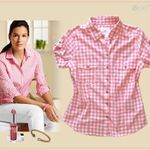 H&M nagyon szép RÓZSASZÍN-FEHÉR KOCKÁS csinos 100% puha pamut KARCSÚSÍTOTT BLÚZ ING ~40/42 fotó