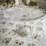 Retro üveg tortatartó, asztaközép, kínáló, gyümölcsös tál eladó! fotó