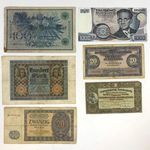 6db Német Birodalmi, osztrák, német, svájci bankjegy régi pénz papírpénz vegyesen 1FT NMÁ fotó