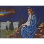 0I720 Régi szentkép gobelin arany keretben 73x110 fotó