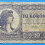 1919 -es 10 Korona Tanácsköztársaság "Júliusi" változatú bankó "SAPKÁS" Ritkább !!! F (L2416) fotó