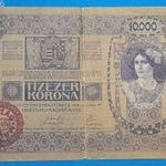 1918 -as 10.000 Korona bankó MAGYARORSZÁG felülbélyegzéssel Ritkább !!! VG (L2367) fotó