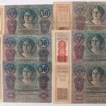 6 db. 50 korona 1914 (3 db. DÖ fb. 1 db. Románia fb. Erdély 2 db. fb. nélkül) /22 fotó