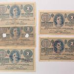 5 db. 2 korona 1914 (1 db. érvénytelenített 2 db. ismeretlen fb. 2 db. fb. nélkül) /16 fotó
