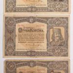 3 db. 50 korona 1920 /31 fotó