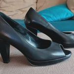 INTREND BY MAX MARA FEKETE BŐR PEEP-TOE MAGASSARKÚ CIPŐ - 38, 5 fotó