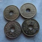 SPANYOL EMLÉK 25 PESETAS, 1996-97-98-2000. 4 DB. 1 FT-RÓL! fotó