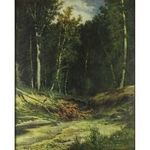 1M077 Keretezett színes reprodukció tájkép szarkával 58 x 48 cm fotó