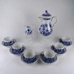 1V658 Régi hat személyes kék fehér Lorenz Hutschenreuther porcelán teás készlet Meisseni hatású fotó
