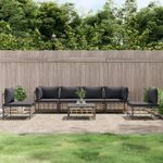 7 részes antracitszürke polyrattan kerti ülőgarnitúra párnákkal fotó