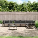 8 részes antracitszürke polyrattan kerti ülőgarnitúra párnákkal fotó