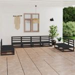 8 részes fekete tömör fenyőfa kerti ülőgarnitúra fotó