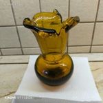 Muránói szakított üveg , borostyán sárga váza eladó!22 cm fotó