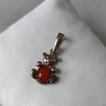 Régi antik Ezüst Medál, eredeti borostyánkővel fotó