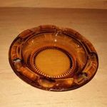 Retro borostyán üveg hamutál, hamutartó átm. 14 cm (36/d) fotó