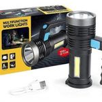 USB újratölthető led kézi zseblámpa 3w + 10 + Cob 3000 lumen fotó