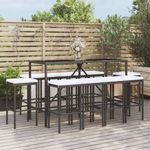 11 részes fekete polyrattan kerti bárszett párnákkal fotó