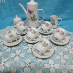 Bazsarózsás alföldi porcelán kávés készlet fotó