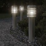 ezüstszínű rozsdamentes acél kültéri állólámpa aljzattal 60 cm fotó