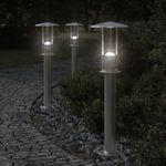 3 db ezüstszínű rozsdamentes acél kültéri állólámpa 60 cm fotó