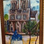 Schéner Mihály, Notre Dame, gyönyörű olajfestmény, 1 forintról, minimálár nélkül! fotó